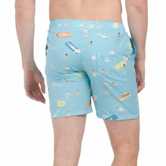 Mosmann Australia Mens size L Blue Cabana Beach Side Stretchy Swim Trunks New - Picture 2 of 2